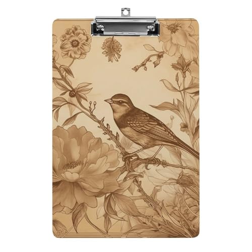 Porte-bloc de bureau A4 haut de gamme durable en acrylique imprimé oiseau