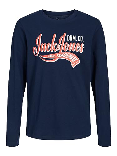 Jack & Jones Junior Jjelogo tee LS Oneck 2 Col Aw23 Noos Jnr Camiseta, Azul Marino, 152 cm para Niños
