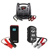 Schumacher Electric SJ1332 6-in-1 Portable Power Station 150-PSI Air Compressor 400 Peak Watt Power Inverter, 1200 Amp + SL1639 Lithium Jump Starter, 1000 Amp + SC1299 Wall-Plug Battery Maintainer