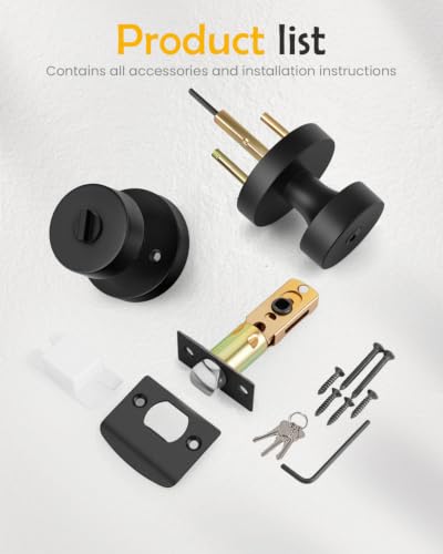 Image of Goldenwarm Black Door Knobs Entry, Zinc Alloy Matte Black Door Knobs with Lock and Key, Front Door Lock for Exterior or Interior, Adjustable & Reversible (1 Pack)