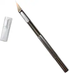 Estilete Bisturi de Precisão com 6 Lâminas Substituíveis Cabo Antiderrapante em Metal Estilete Profissional para Artesanato Envelopamento Modelismo Aeromodelismo Hobby Linha Premium