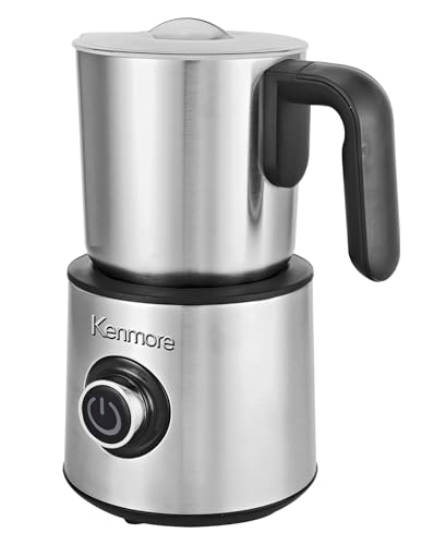 Kenmore Automatic Milk Frother & Steamer - Hot & Cold Foam Maker Electric Warmer Coffee, Latte, Cappuccino, Macchiato, Hot Chocolate Maker 16 oz (500mL) Capacity, Stainless Steel