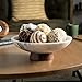 Cork & Mill Marble Decorative Bowl for Home Decor - Handcrafted Natural Stone with Acacia Wood Pedestal - Versatile 11
