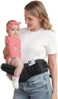 BABYMUST Hip Seat Baby Carrier, Advanced Adjustable Waistband &Various Pockets, Ergonomic Carrier for Newborns to Toddlers up to 66lbs, Black