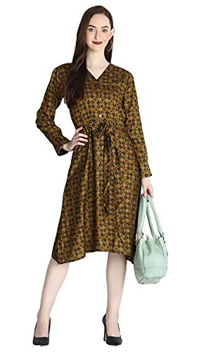 Image of Leriya Fashion Kurtis for Women || Soft Rayon Printed Knee Length Kurti for Girls || Long Sleeves || V Neck || Fancy Kurti for Outing || Evening || Date Wear for Women
