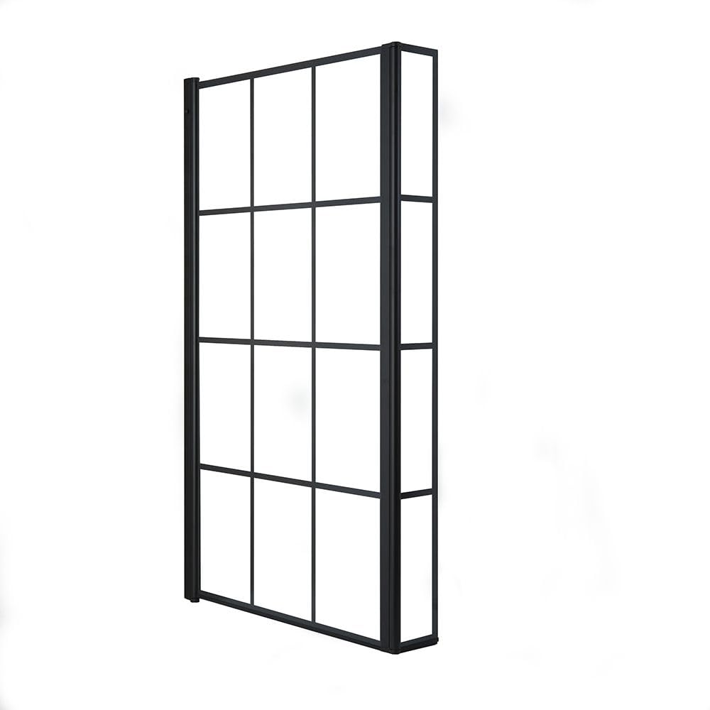 Milano Black Barq 1400Mm X 800Mm Grid Square L Shape Shower Bath Screen