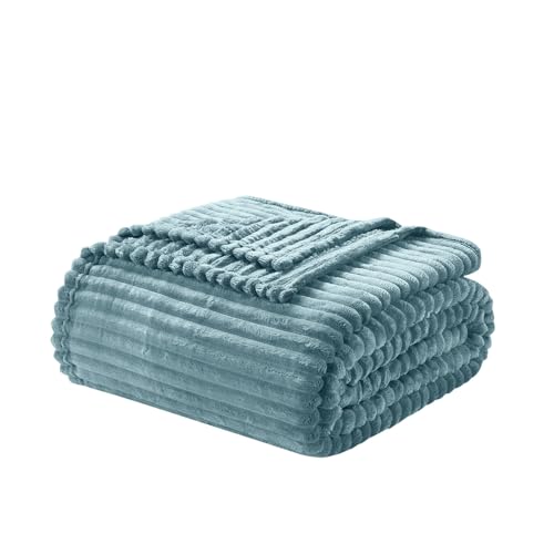 Image of Nestl Stone Blue Microfiber Throw Blanket - Fuzzy, Lightweight, Cozy, 50x60 in, All Seasons, Machine Washable