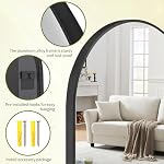 BEAUTYPEAK 20"x30" Arch Bathroom Mirror, Wall Mounted Vanity Metal Frame Mirror for Bedroom, Entryway, Living Room, Black - Image 5