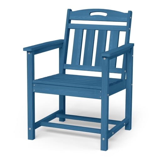 Image of Outdoor Patio Dining, All-Weather HDPE Chair Fade-Resistant, and Low Maintenance for Backyard, Garden, or Patio, Navy Blue