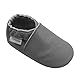 Bemesu Baby Krabbelschuhe Lauflernschuhe Lederpuschen Kinder Hausschuhe aus weichem Leder Grau (L, 12-18 M, EU 21-22)