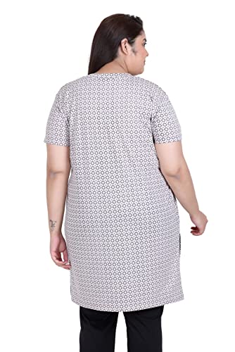Image of RYSH Women's All-Over Printed Cotton Plus Size Longline T-Shirt with Pockets