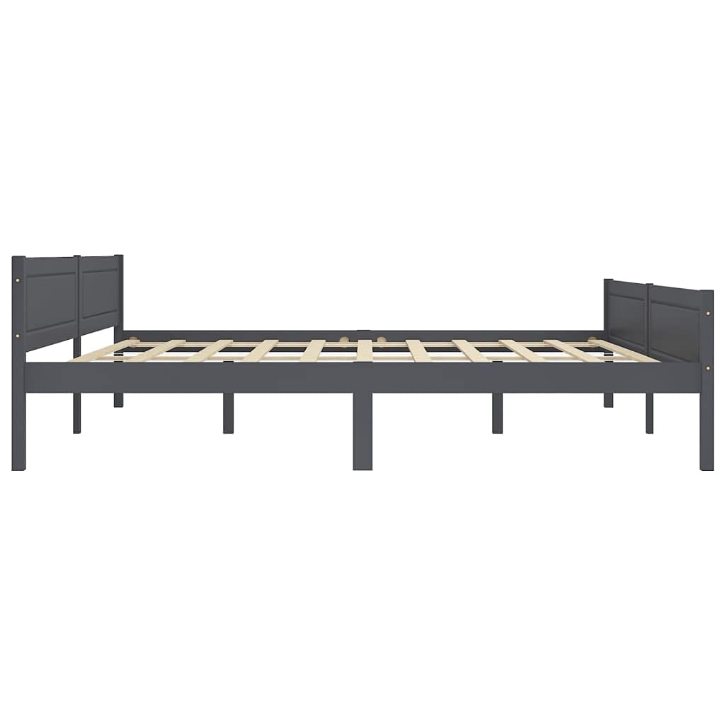 vidaXL Massivholzbett Doppelbett Bettgestell Bett Holzbett Bettrahmen Lattenrost Schlafzimmerbett Schlafzimmermöbel Grau Kiefer 200x200cm