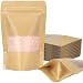 Stand Up Pouch Bags, 50 Pack Kraft Pouch with Tear Notch and Matte Window, Heat sealable Zip Lock Food Storage Bag (3.5" X 5.5")