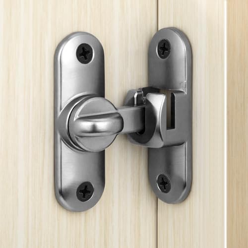 Heveer Verrou de Porte pour Portes Coulissantes 90/180 Degrés Serrure de Porte avec Vis pour Porte de Grange Coulissante Cuisines Fenêtre Gris