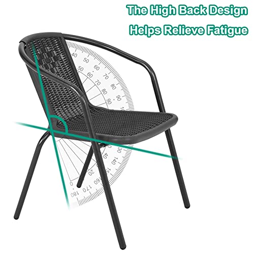 DKIEI 2 Pcs Outdoor Garden Wicker Rattan Bistro Chair Metal Frame Woven Seat, Black, 72 * 56 * 54.5cm 5 DKIEI 2 Pcs Outdoor Garden Wicker Rattan Bistro Chair Metal Frame Woven Seat, Black, 72 * 56 * 54.5cm - Image 5