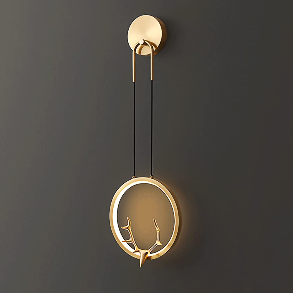 Lampade da Lettura da Comodino per Camera da Letto, Lampada ad Anello da Parete, Applique Decorativa in Ottone a Forma di Corna, Illuminazione Moderna a LED da 10W, luci per Soggiorno a 3 co