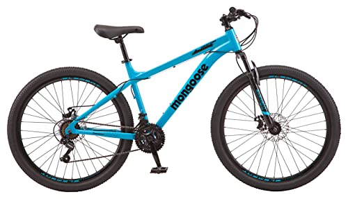 Mongoose Grafton Adult Mountain Bike, Hardtail, 21-Speed Drivetrain, 17-Inch Aluminum Frame, 27.5-Inch Wheels, Blue #TOP1