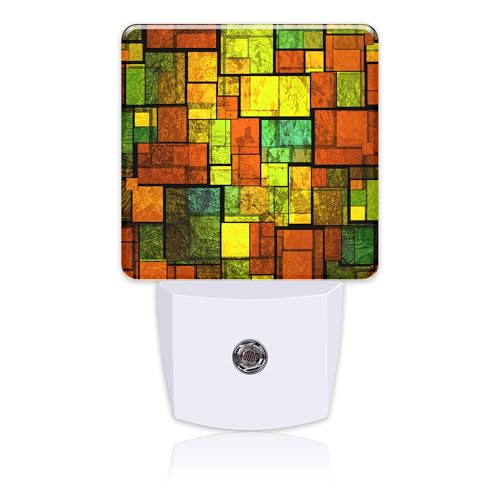 Image of Night Light Plug into Wall Colorful Stained Glass Wall Night Light with Dusk to Dawn Sensor Night Light for Kid Girls Boys Women Men Room Decor, Hallway, Kitchen, Bathroom, Nursery, Stairs