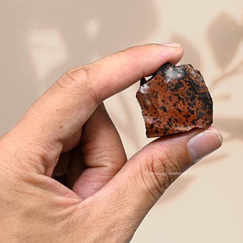 Image of Amazing Gemstone Mahogany Obsidian Raw Crystals and Healing Stones, 5 Pieces Natural Rocks for Tumbling and DIY Raw Stones and Crystals