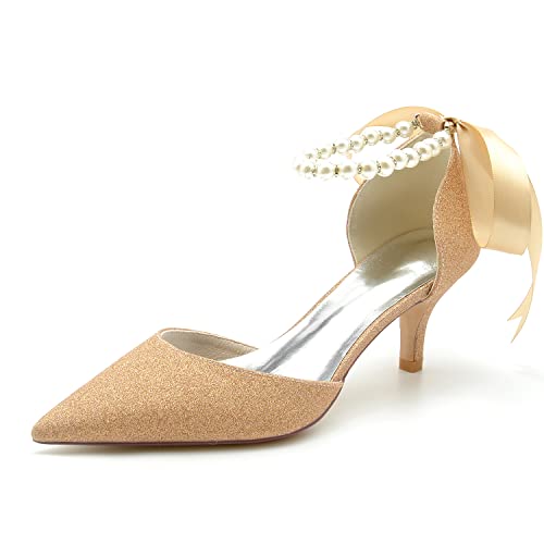 Chaussures de cérémonie à talons hauts pour femme d'une finition champagne exclusive en 42 EU
