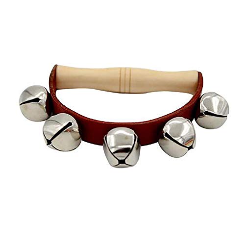 Goutique Percussion Instruments,Leather Hand Bell,Wrist Bells Jingle Bells Musical Rhythm Toys,Kids'Sleigh Bells for Christmas Caroling, School Band Performances, and Classroom Percussion