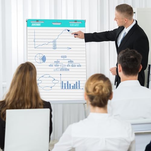 SHARBDA Lined Sticky Easel Pad, 15 * 18 inch,Self-Stick Flip Chart Paper, Super Adhesive & Bleed-Resistant,Micro-Perforated Tear,Classroom Teacher Office Presentation Pads,3 Pads/Pack,90Sheets - 3