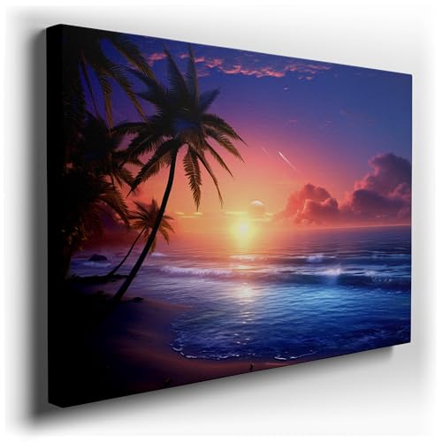 Canvas for Living room. Sunset Serenade Embracing the Beach in