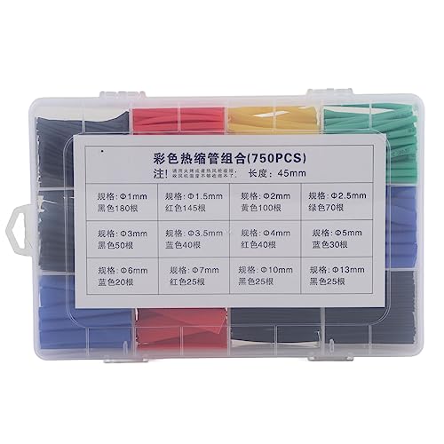 Respicefinem 750Pcs Heat Shrink Tubing Kit With 2 1 PE Electrical Cable Sleeve Wire Wrap Set Assortment Ideal For Electronic Components Circuit Wiring Harness Wire Connection