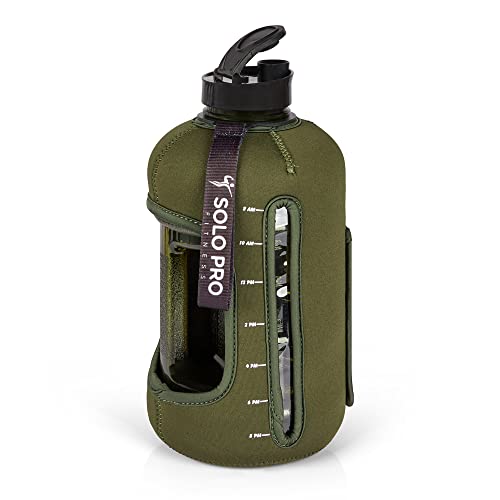 solo-pro master your game POWER KEG WATER BOTTLE 2.2 LITRE INSULATED SLEEVE TIME TRACKER EXERCISE FITNESS GYM YOGA