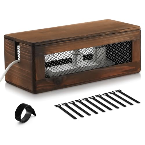Chunful Extra Large Cable Management Box, 16'' Wood Cord Hider Organizer with Magnetic Lid & Organizer for Power Strip, TV Wires & Desk Cable Storage, Ventilation Hide Floor Cables