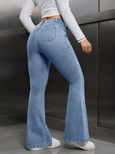 Image of Tagas High Waist Bootcut Fit Denim Jeans for Women | Stretchable Slim Fit Flared Jeans|Relaxed Fit Pant|Jeans for Womens|