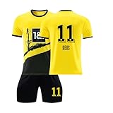 fussball trikot Generisch BVB Trikot, Fussball Trikot Kinder/Erwachsene Set, Nr.11 REUS Fußballtrikot Shorts Socken Trainingsanzug, Herren/Junge Football Training Jersey Anzug