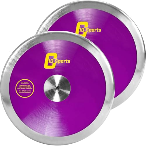 2pcs Throwing Discus - Official Track and Field High Spin, Low Spin Discus for High School and College Throwers - Outdoor Practice and Competition Discus (1.0KG / 1.6KG / 2.0KG) (2 x 1kg Purple)