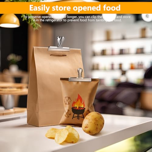 Moqinai 4 Stück Verschlussklammern Metallklammern, 119mm Metall Verschlussklammern Große Klipser für Tüten, Foto Lebensmittel Verschlussclips für Tütenclips Groß für Haus, Küche, Schule Büro