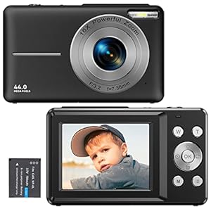 Digitale camera, 1080p compacte camera, FHD, 44MP vloginggcamera draagbare mini-kindercamera met lcd-scherm, 16x…