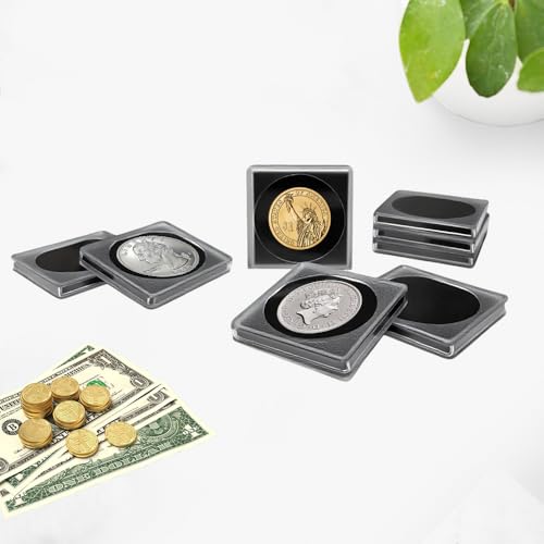 50 estuches ajustables acrílicos para monedas con esponjas 17.5-40mm miniatura 6