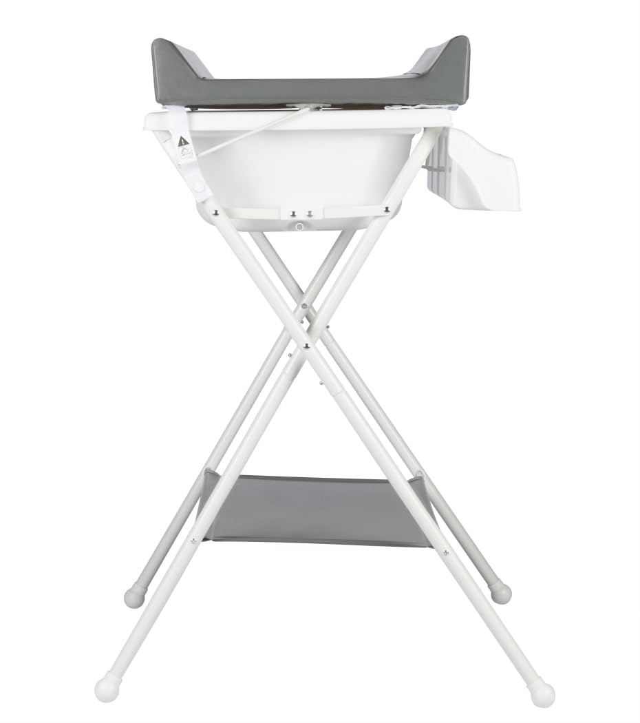Bebeconfort Bellis, Unidad de baño y cambiador 2 en 1, Módulo de baño y cambiador plegable para bebé, Plegable y fácil de almacenar, Múltiples compartimentos de almacenamiento, Mineral Gray