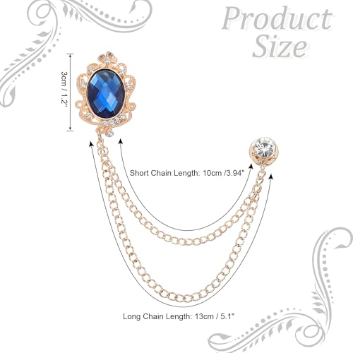 Image of PATIKIL Gem Hanging Chain Brooch Pins, Rhinestone Men's Gem Brooch Suit Pins Lapel Pins for Women Men