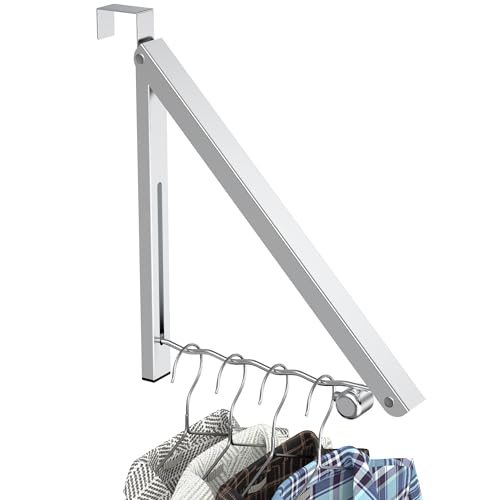 Image of Hleelomi Clothes Drying Rack for Laundry Room Organization,Foldable Over The Door Drying Racks for Saving Space Silver 1 Pack