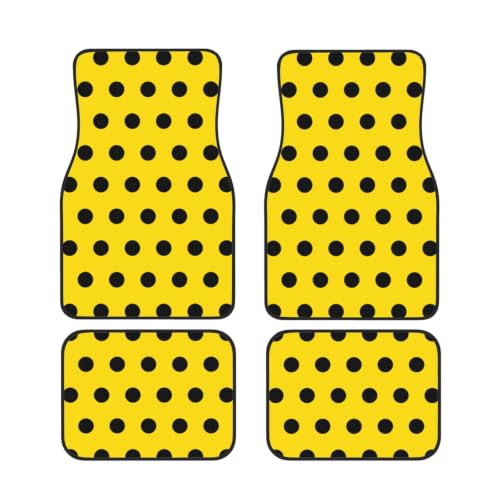 Alfombrillas para coche con lunares amarillos, juego de 4 unidades de neopreno fácil de limpiar