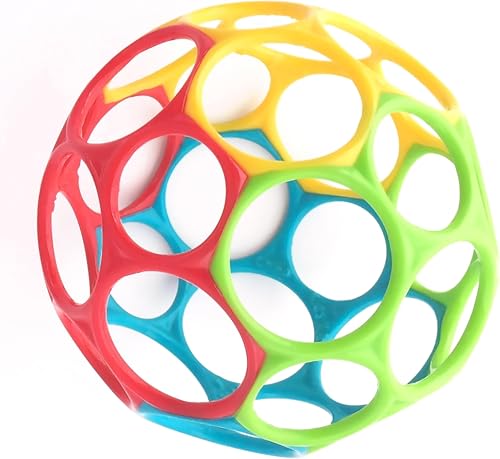 Image of Bright Starts Oball Easy Grasp Classic Ball BPA-Free Infant Toy in Red, Yellow, Green, Blue, Age Newborn and up, 4 Inches (Pack of 6)