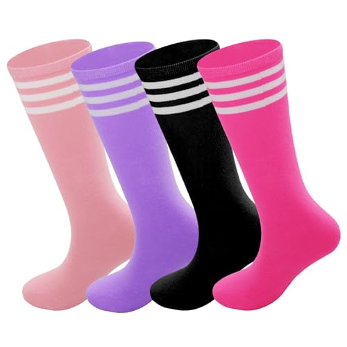 4 Pairs Toddler Soccer Socks Kids Soccer Socks Softball Baseball Youth Athletic Girls Boys Knee High Sock