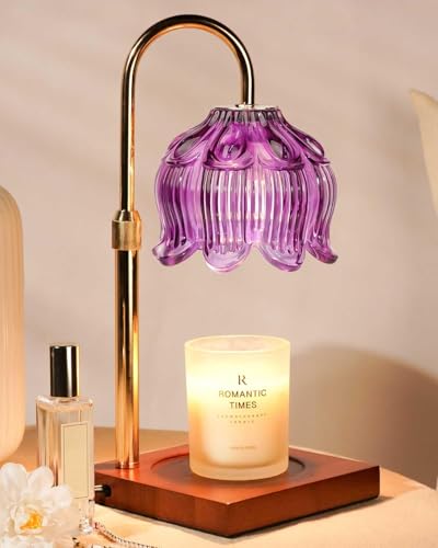 Purple Candle Warmer Lamp with Timer & Dimmer Candle Lamp Warmer Adjustable Height Christmas Birthday Gifts for Women Mom House Warming New Home Bedroom Decor Flower Wax Warmer for Jar Candle