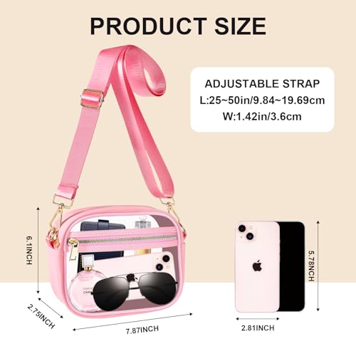 Image of Fibrdoo Clear Bag Stadium Approved, Leather Clear Crossbody Purse Bag for Concerts Sports Events Festivals