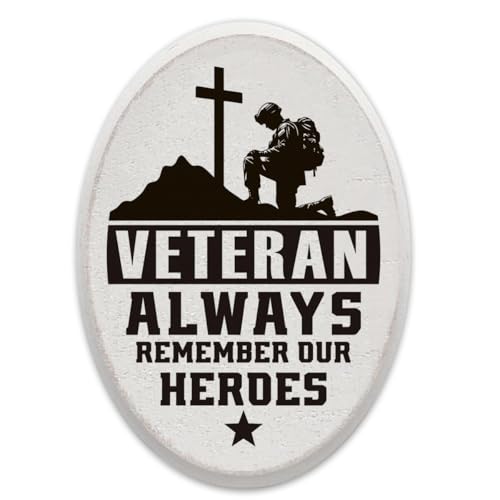 5" X 7" Veterans Hanging Wooden Plaque Decoration - Veteran Always Remember Our Heroes - Memorial Day 4th of July - Living room Bedroom Door Memorial decoration - Gift for friends! - A01