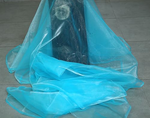 Image of mds Pack of 10 Yard Bridal Solid Sheer Organza Fabric Bolt for Wedding Dress,Fashion, Crafts, Decorations Silky Shiny Organza 44aa‚¬A- Turquoise