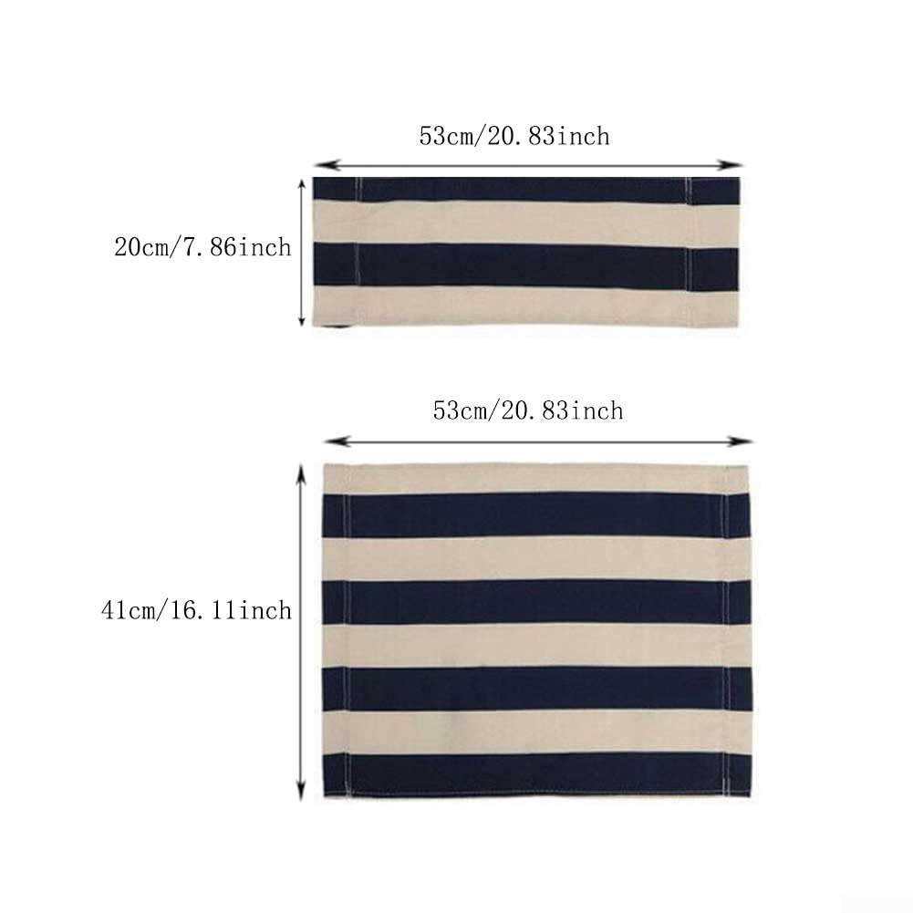 Coprisedili di ricambio in tela, coprisedia da regista, kit per sedie da giardino, stile casual, in tessuto di poliestere navy e bianco (2 set)