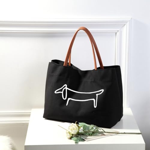 Bolsa Tote con Diseño de Perro Salchicha para Amantes de Mascotas miniatura 3