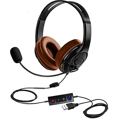 USB Headset with Microphone Noise Cancelling for Laptop PC, Stereo Computer Headphone with Mic for Zoom Teams Skype Softphones Home Office Call Center Online Class, Voice/Speech Recognition Headset Cover