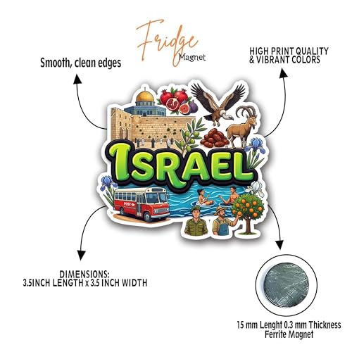Image of Israel Fridge Magnet - Premium Engineered Wood Souvenir, Glossy HD Print, Precision Laser Cut Travel Decor & Gift for Home, Office & Travelers
